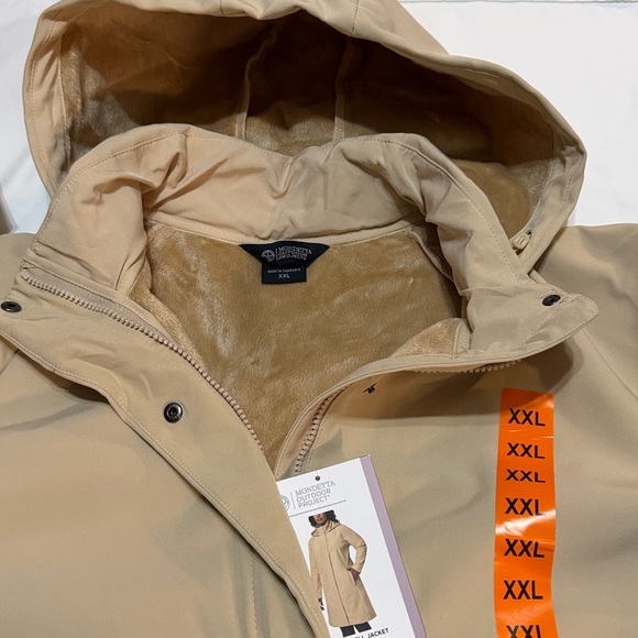 Mondetta Long Soft Shell Hooded Jacket Fleece Interior Light tan size XXL NWT - Picture 4 of 10